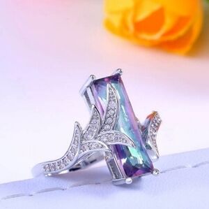 Trendy Silver 925 Jewelry Rings with Rectangle Shape